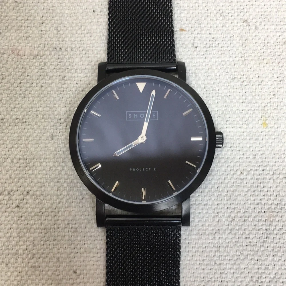 Shore Project Unisex Falmouth black SS mesh watch